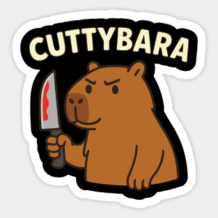 Capybara with Knife Cuttybara Dark Animal Pun Sticker